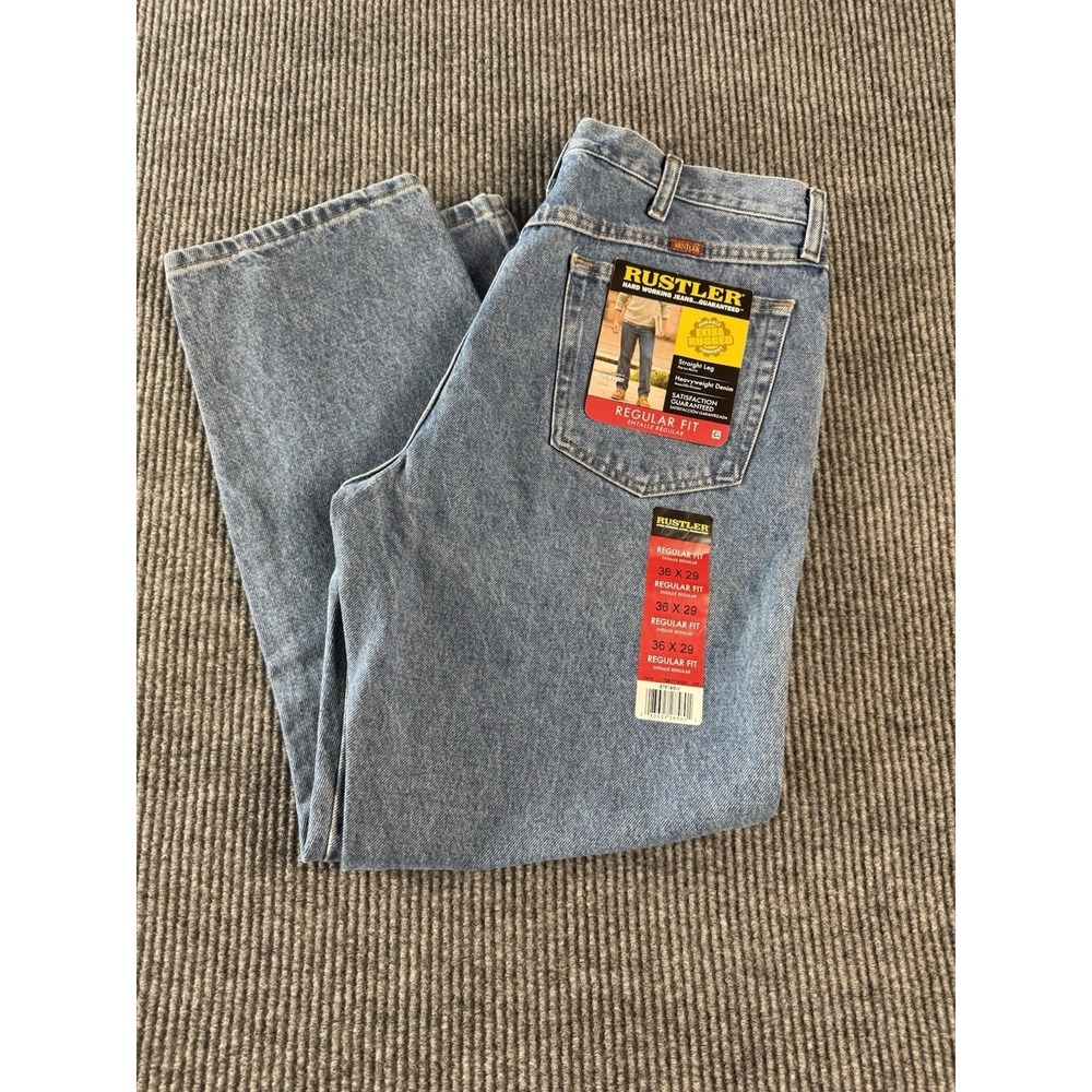 NWT Wrangler Rustler 36x29 Reg Fit Straight Leg Heavyweight Workwear Jeans Y2K